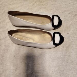 Fs/ny white leather flat shoes size 8